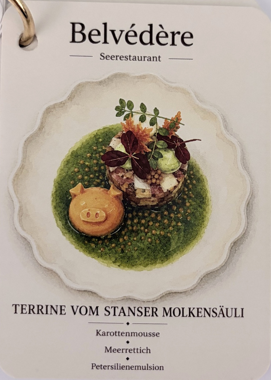 Menükarte: Terrine vom Stanser Molkensäuli