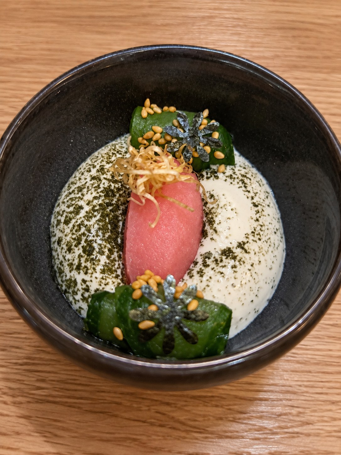 Wassermelonensorbet · Dashi Espuma, Sambaizu