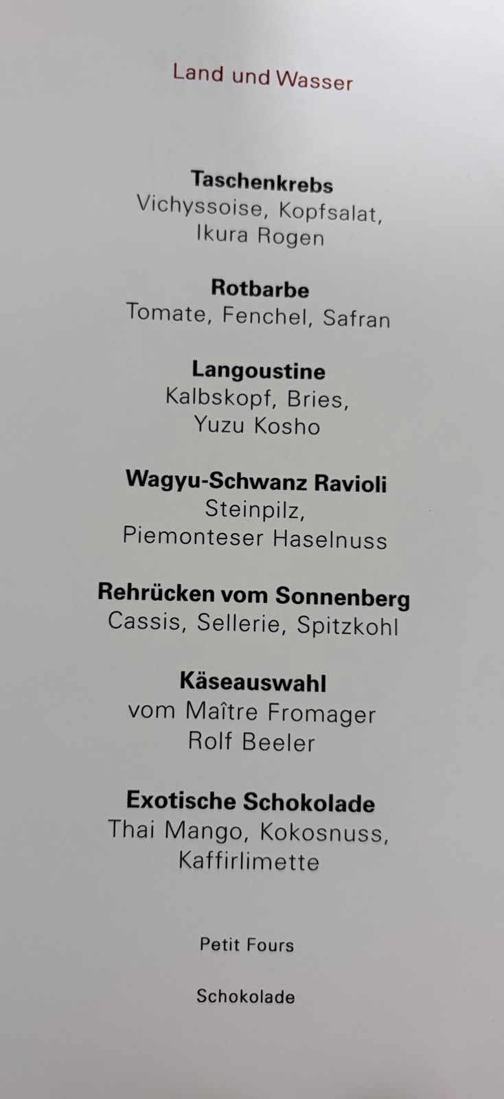 Meine Menükarte «Land und Wasser»
